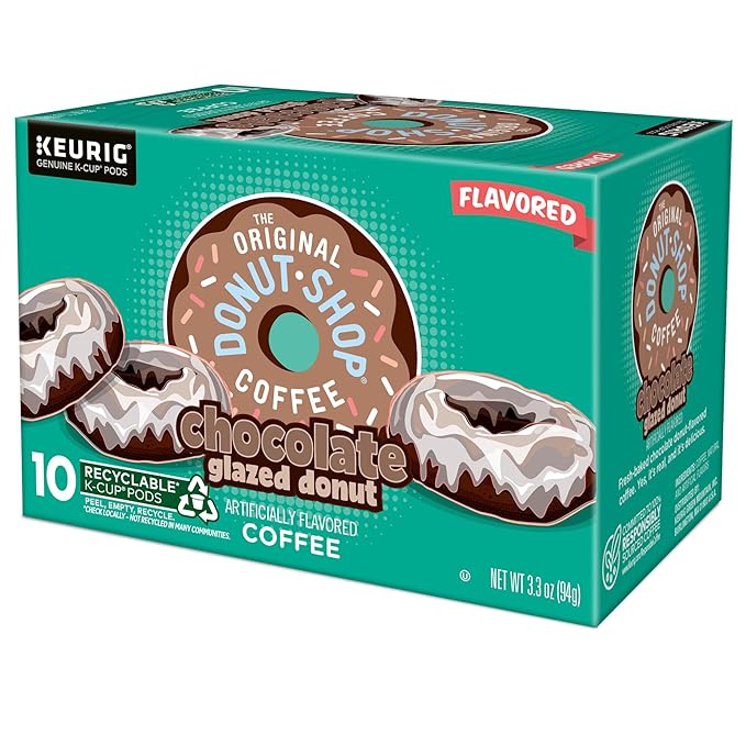The Original Donut Shop Coffee Chocolate Glazed Donut Keurig Single-Serve K-Cup Pods Medium Roast Coffee 60 Count (6 Packs of 10)