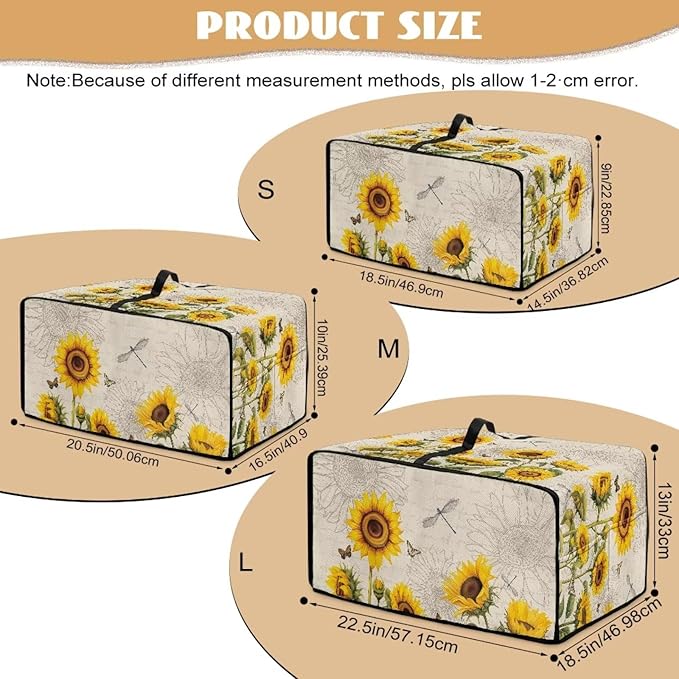 Doojoayie Sunflower Toaster Oven Cover Dragon Print 6 Slice Bread Machine Dust Protector Universal Fit Dust-proof &amp Stain Resistant Covers for Kitchen Appliance Protection