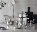 GSW Silver Star Cooking Pot Set 11 Pieces Stainless Steel Glass Silver