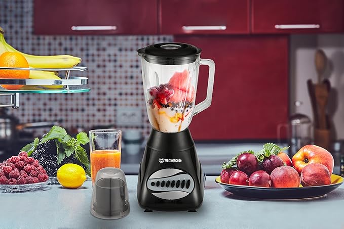 220 Volts Blender WKBEPNG83-1.5L -10 Speed - Pulse Rotation - 500W -Stainless Steel Blade -Glass Jar-Mini Grinder Bundle With Dynastar 220-240 Volts (Not For USE IN USA)