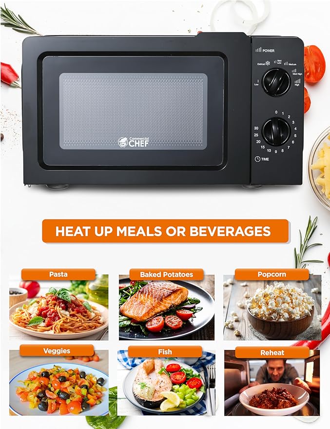 Commercial CHEF 0.6 Cubic Foot 600W Microwave Bundle with Keurig® K-Supreme Single Serve K-Cup Pod Coffee Maker Black