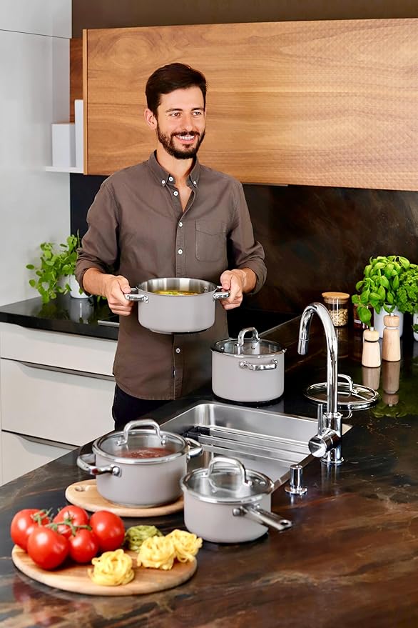 Tescoma Delight Taupe Saucepan Set of 8