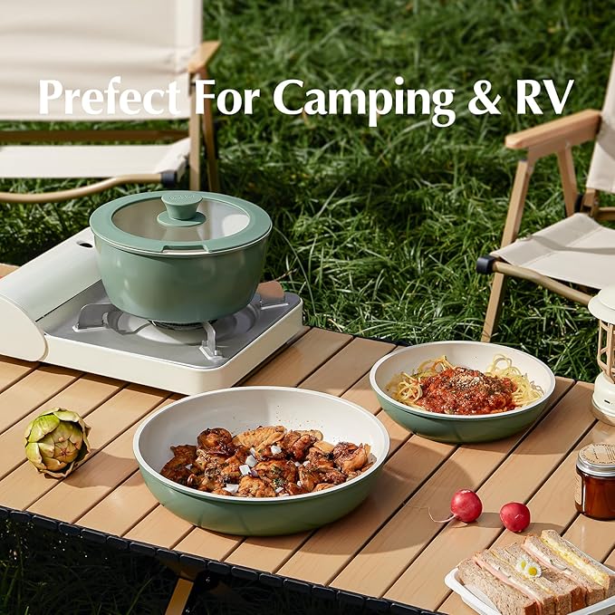 Redchef 32pcs Ceramic Pots and Pans Set Non Stick Nonstick Kitchen Cookware Set with Detachable Handle Non Toxic PFAS PFOA &amp PTFE Free RV Ceramic Cookware Set for Camping Dishwasher/Oven Safe
