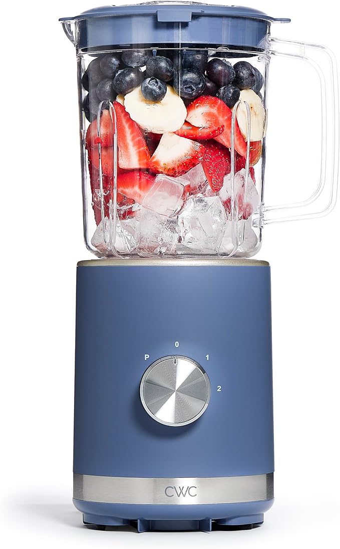 COOK WITH COLOR 300 Watt Blender: Powerful 2-Speed Control with Pulse 4-Tip Stainless Steel Blades 25oz (750ml) Jar and Skid-Resistant Feet Navy