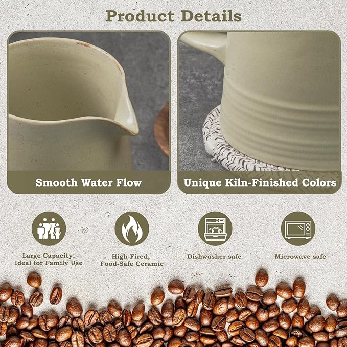 Pour Over Coffee Maker Ceramic Coffee Dripper with 40pcs V02 Paper Filter &amp Coaster 18.2oz/540ml Flower Shape Pour Over Coffee Filter set (Celadon Set)