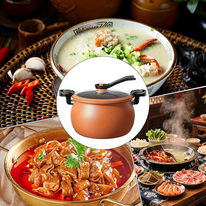 Non-Stick Pressure Pot Steam Vent 28X28X15.5CM Large Rice Cooker Transparent Lid Cookware Easy Clean For Cooking Canning Steam Rice Baking Bean Halloween Thanksgiving