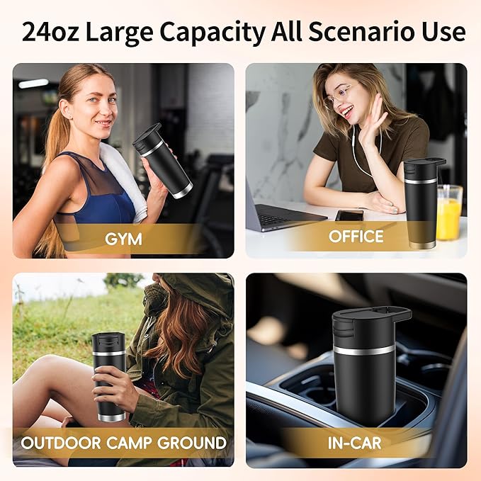 Portable Blender for Holiday Gift Smoothies&ampShakes 24oz Insulated Cup Cordless Personal Licuadora Portatil With Stainless Steel USB-C Rechargeable BPA Free Ideal Gift for Men Women