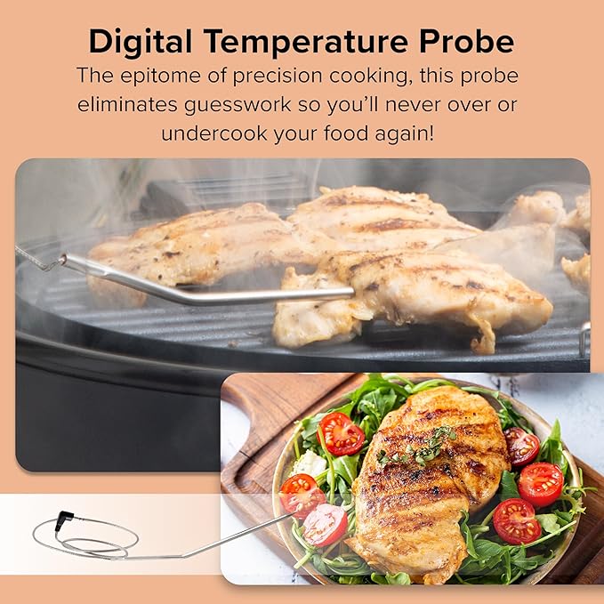 Nuwave Infra-Red Primo Grill Oven Integrated Smart Thermometer Nonstick Grill Bottom &amp Convection Top for Surround Cooking Cook Fresh or Frozen Durable Power Dome Included