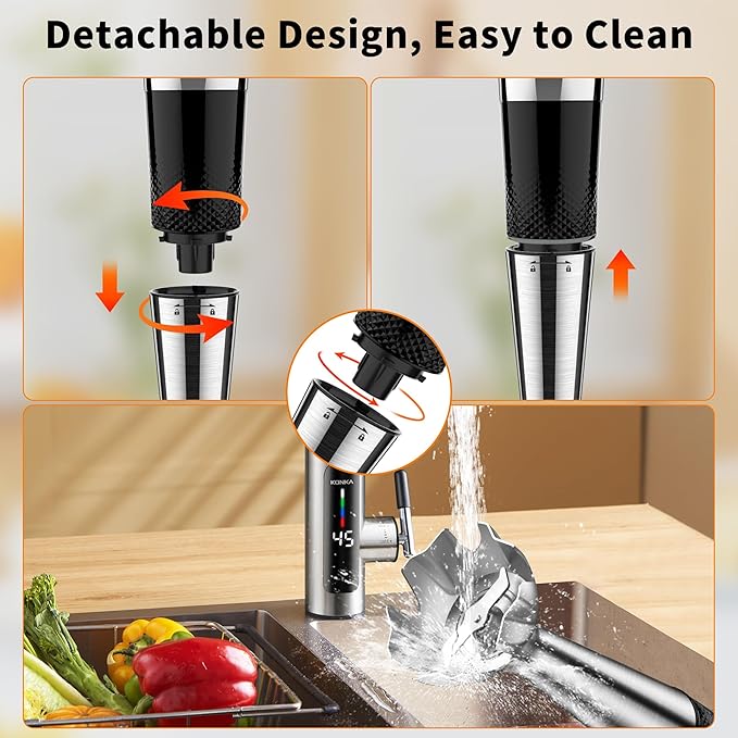 Immersion Blender Handheld 3-Angle Adjustable with 21-Speed Electric Hand Emulsion Stick Blender with Stainless Steel Blade for Milkshakes Puree Soup Baby Food Smoothies