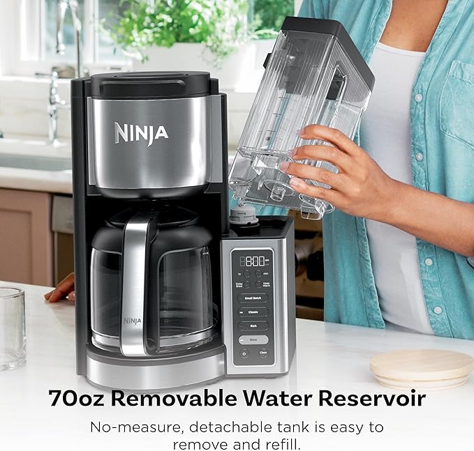 Ninja Fresh Brew™ Drip Coffee Maker | Programmable 14Cup Glass Carafe Brew Classic &amp Rich 70oz Removable Water Reservoir | Small Batch Delay Brew Adjustable Warming Plate | Stainless Steel | C