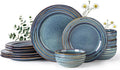 GBHOME Ceramic Dinnerware Sets12 pcs Embossed Elegant Stoneware Plates and Bowls Sets Housewarming Wedding Gift | Dishwasher &amp Microwave Safe | Dishes Set Service for 4