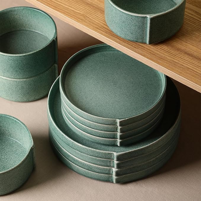 Stone Lain Bao 24-Piece Dinnerware Set Stoneware Green