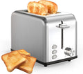 Simple Deluxe 2-Slice Toaster 6 Browning Setting and 3 Function Stainless Steel Toaster Extra Wide Slot &amp Removable Crumb Tray for Bread &amp Waffle Silver