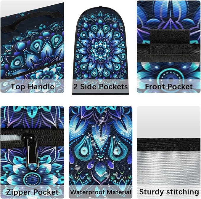 cfpolar Kitchen Aid Mixer Cover Compatible with 6-8 Quarts Ethnic Mandala Flower Teal Stand Mixer Cover Kitchen Aid Mixers Accessories Appliance Organizer Bag Dust Covers with Zipper Pocket