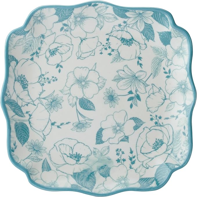 Pfaltzgraff Garden Blossom Floral 12 Piece Plate Bowl Dinnerware Set Blue
