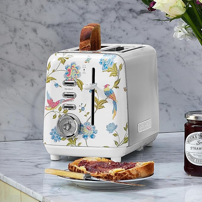 VQ Laura Ashley Stainless Steel 2 Slice Toaster Elveden White