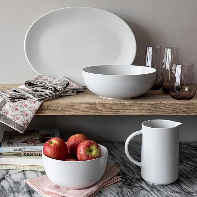 over&ampback Coupe Stoneware Serving Platter - Elegant 1-Piece Oval Serving Platter to Complete Your Kitchen Set - 16.4 x 11.5 - Semi-Matte White