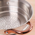 BergHOFF Ouro Gold 3Pc 18/10 Stainless Steel Steamer Set With Glass Lids Rose Gold Handle PFOA-free Induction Cooktop Ready Even Heat