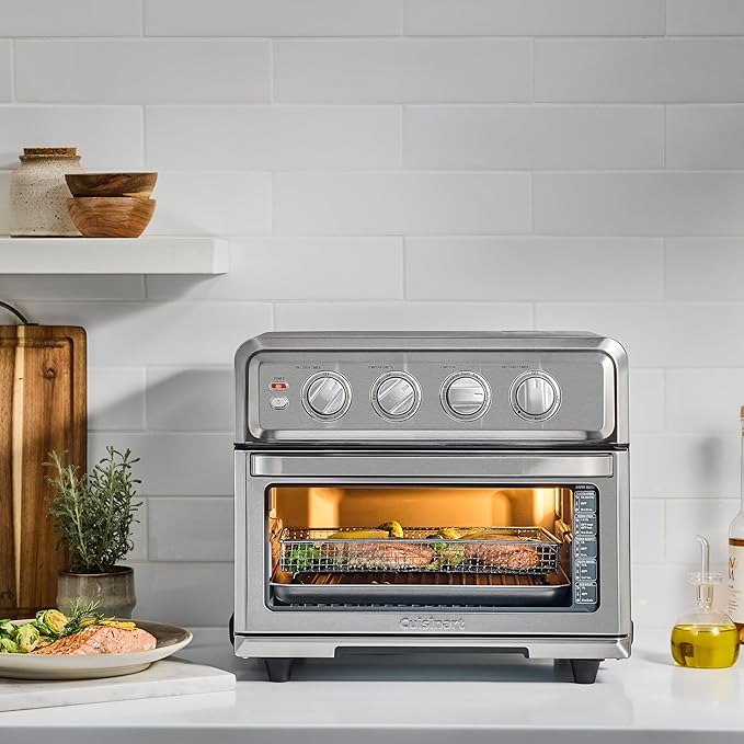 Cuisinart Air Fryer Toaster Oven 1800W 8-in-1 with Air Fry Convection Broil &amp Warm 0.6 Cubic Feet 60-Minute Timer TOA-70NAS Stainless Steel
