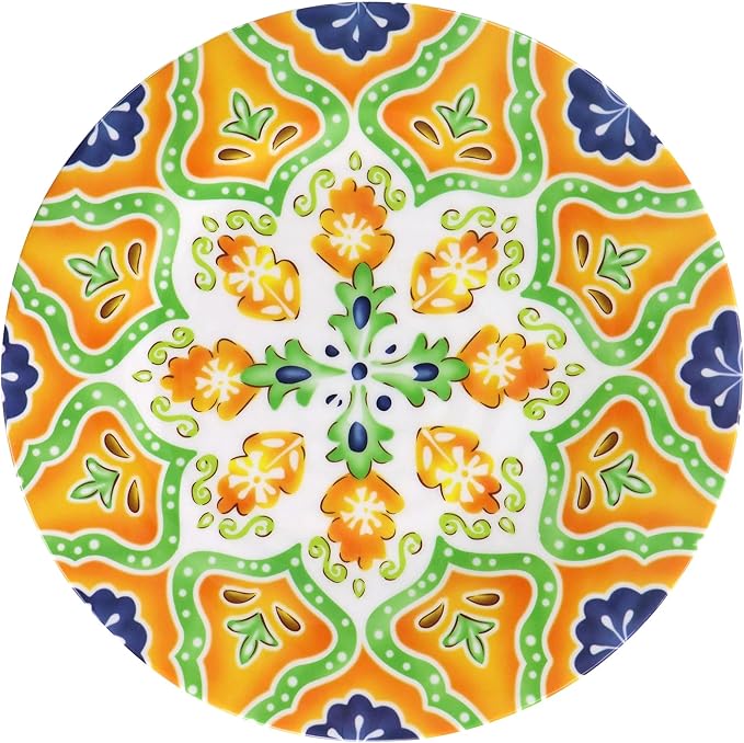 12-Piece Melamine Dinnerware Set Mandala Pattern Design Glossy Finish Shatter-Resistant Lightweight &amp Dishwasher Safe Ideal for Outdoor Picnic Camping &amp Household Daily Use