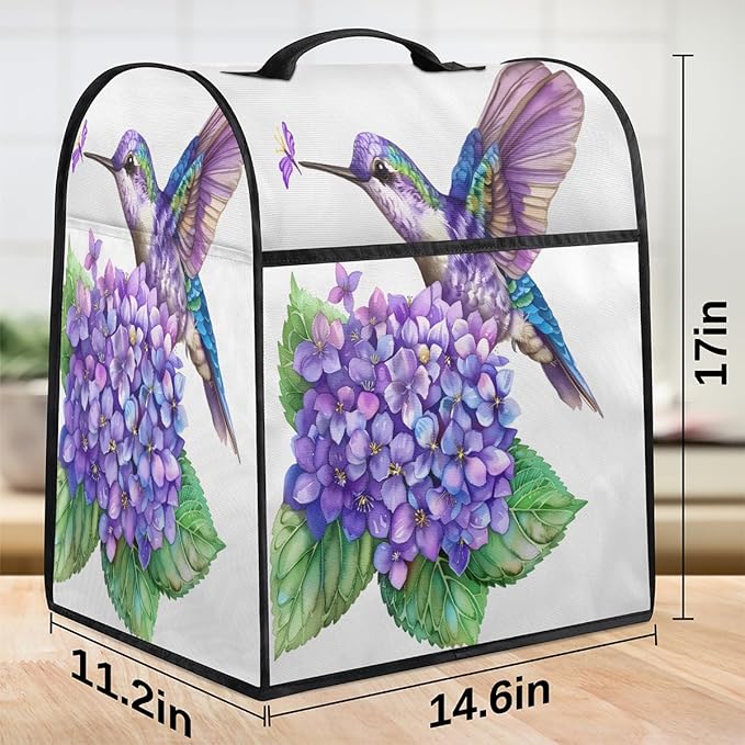 cfpolar Kitchen Aid Mixer Cover Compatible with 6-8 Quarts Flowers Watercolor Hummingbird Stand Mixer Cover Kitchen Aid Mixers Accessories Appliance Organizer Bag Dust Covers with Zipper Pocket