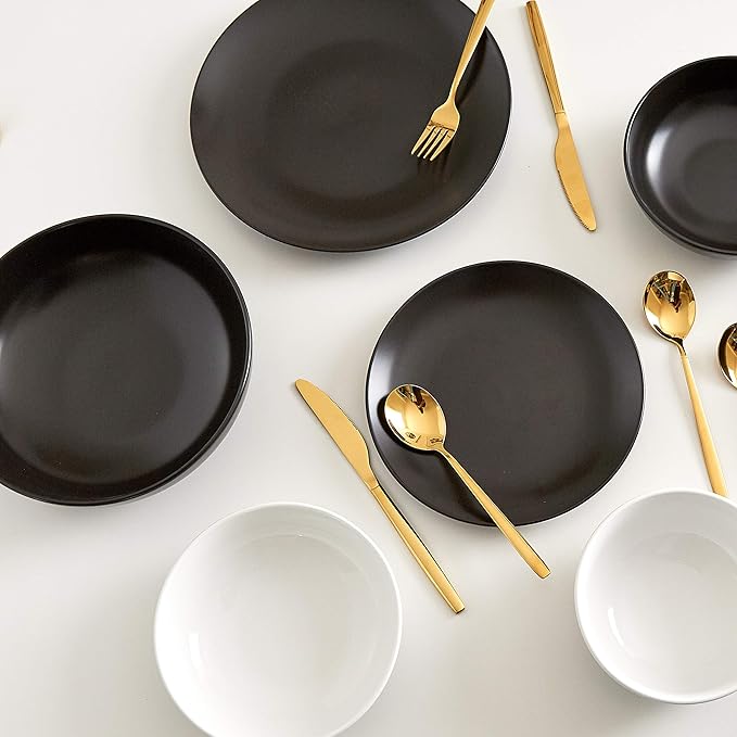 Euro Ceramica Essentials Large Bistro Bowls Set of 4 Dinnerware and Serveware for Serving Pasta Fruits Salads Solid Semi-Matte White
