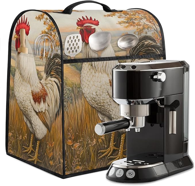 cfpolar Kitchen Aid Mixer Cover Compatible with 6-8 Quarts Watercolor Rooster Flower Stand Mixer Cover Kitchen Aid Mixers Accessories Appliance Organizer Bag Dust Covers with Zipper Pocket