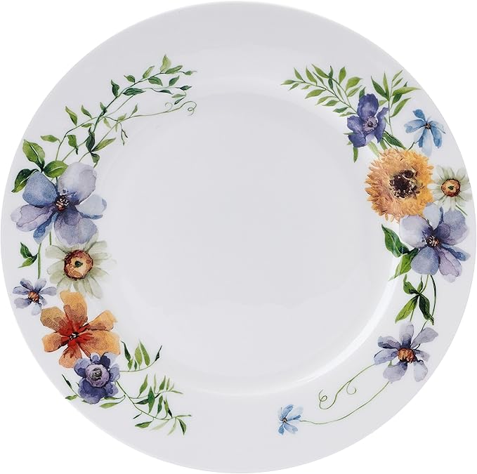 Mikasa Audrina Water Color Flowers Bone China Lightweight Chip Resistant 12 Piece Dinnerware Set Service for 4 White