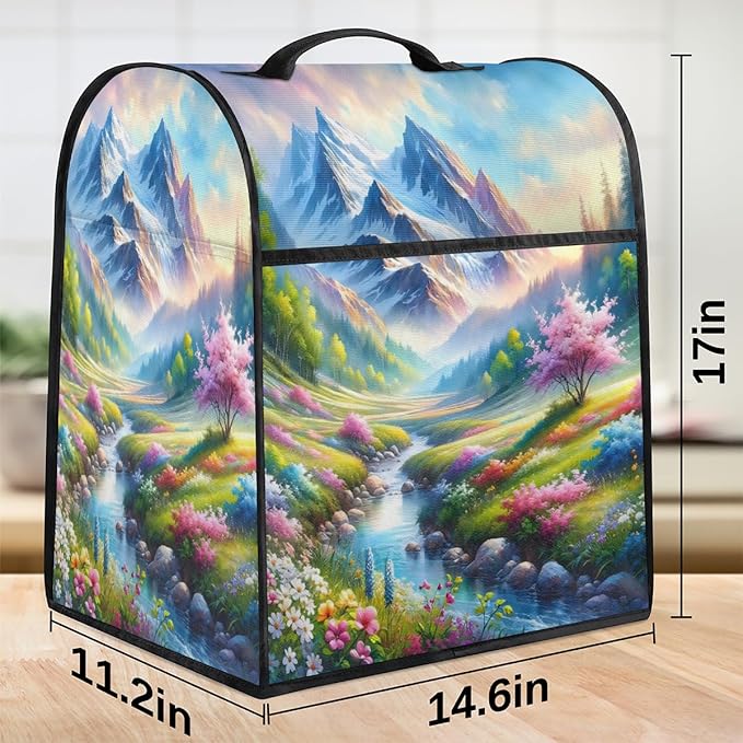 cfpolar Kitchen Aid Mixer Cover Compatible with 6-8 Quarts Flowers Trees River Stand Mixer Cover Kitchen Aid Mixers Accessories Appliance Organizer Bag Dust Covers with Zipper Pocket
