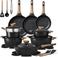 CAROTE 26PCS Pots and Pans Set Non Stick Cookware Set Pots and Pans Induction Cook Ware Nonstick Kitchen Cooking PFOA Free Black