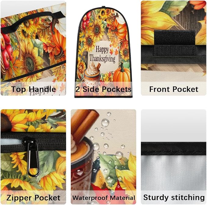 cfpolar Kitchen Aid Mixer Cover Compatible with 6-8 Quarts Thanksgiving Pumpkin Apples Stand Mixer Cover Kitchen Aid Mixers Accessories Appliance Organizer Bag Dust Covers with Zipper Pocket