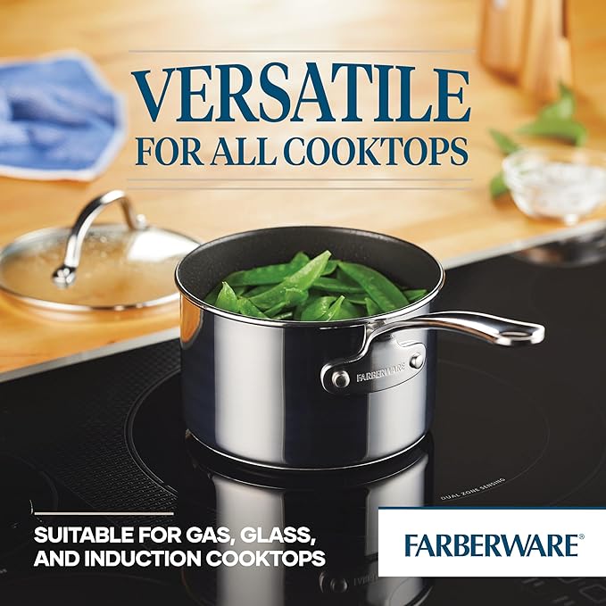 Farberware Millennium Stainless Steel Nonstick Cookware Set 10-Piece Pot and Pan Set Stainless Steel
