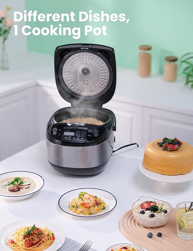 COMFEE' Rice Cooker Japanese Large Rice Cooker with Fuzzy Logic Technology 11 Presets 10 Cup Uncooked/20 Cup Cooked Auto Keep Warm 24-Hr Delay Timer