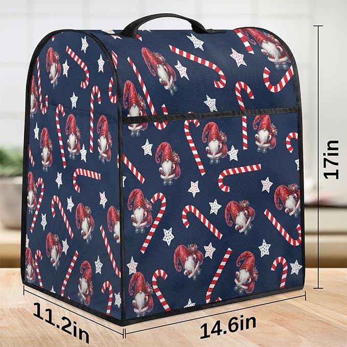 cfpolar Kitchen Aid Mixer Cover Compatible with 6-8 Quarts Christmas Candy Cane Santa Claus Stand Mixer Cover Kitchen Aid Mixers Accessories Appliance Organizer Bag Dust Covers with Zipper Pocket