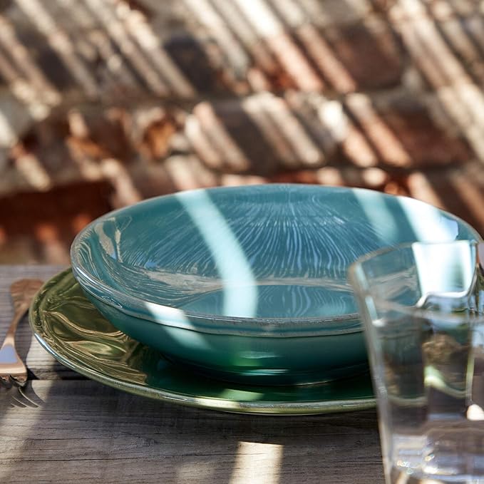 Casafina Ceramic Stoneware 5-Piece Place Setting Service for 1 - Fontana Collection Turquoise | Microwave &amp Dishwasher Safe Dinnerware Set | Food Safe Glazing | Restaurant Quality Tableware