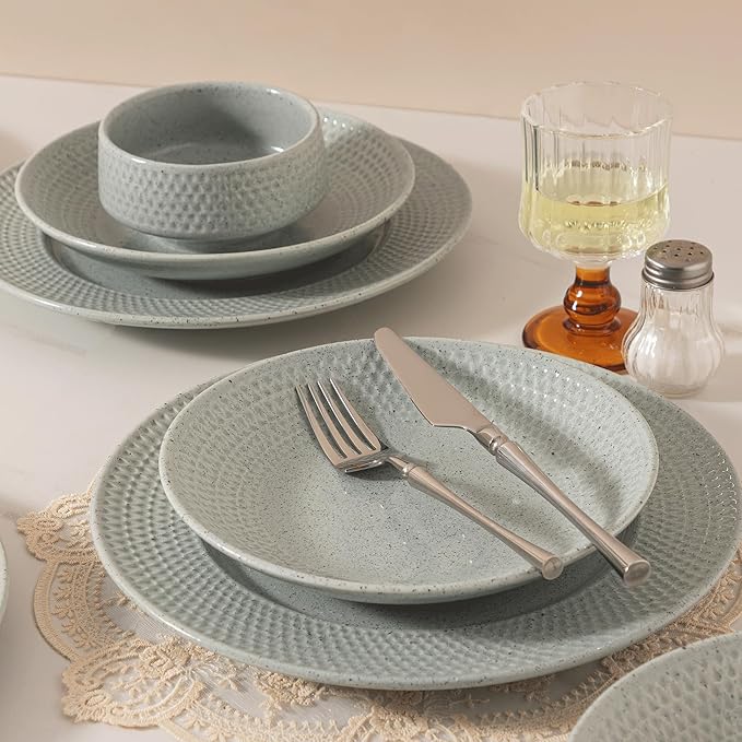 Dinnerware sets plates and bowls sets modern platesCeramic Dinnerware Sets12 Pieces Porcelain Lightweight PlatesScratch Resistant Dish Set (style - 12 4 - Set (12pcs))