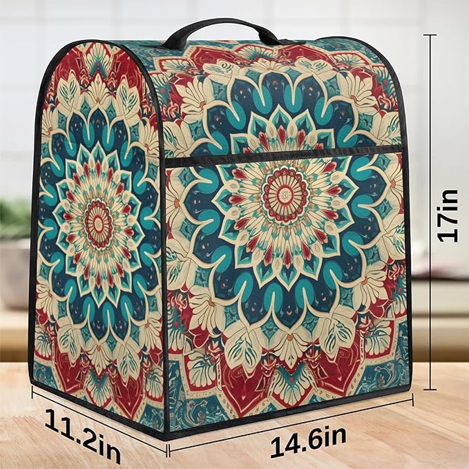 cfpolar Kitchen Aid Mixer Cover Compatible with 6-8 Quarts Ethnic Flower Mandala Stand Mixer Cover Kitchen Aid Mixers Accessories Appliance Organizer Bag Dust Covers with Zipper Pocket