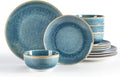 Sweejar Dinnerware Sets Service for 4 12 pcs Porcelain Plates and Bowls for Kitchen Housewaring Gift Chip and Scratch Resistant Dish Set Handmade Dishwasher and Microwave Safe Plate Set Blue