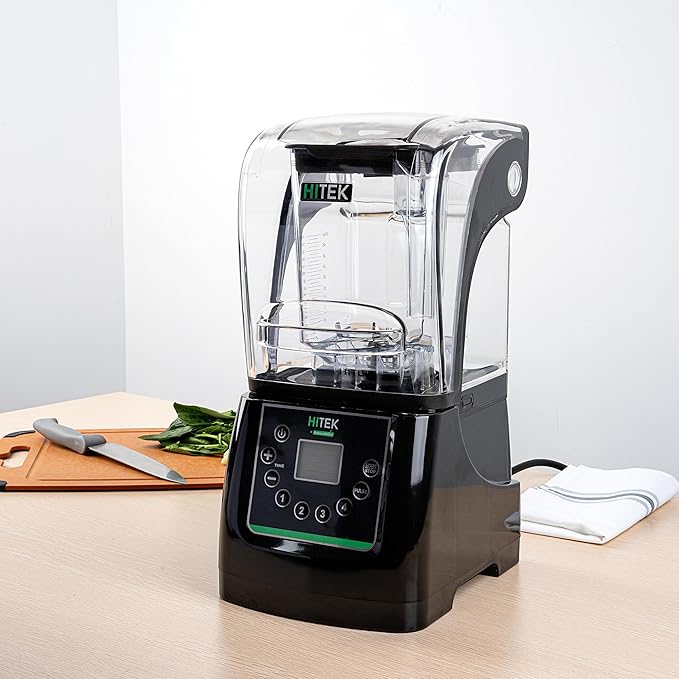 Restaurantware-Hi Tek 3 HP Commercial Blender 1 Variable Speed Heavy-Duty Blender - 48-Ounce Tritan Jar Sound Enclosure White Plastic Industrial Programmable Touchpad
