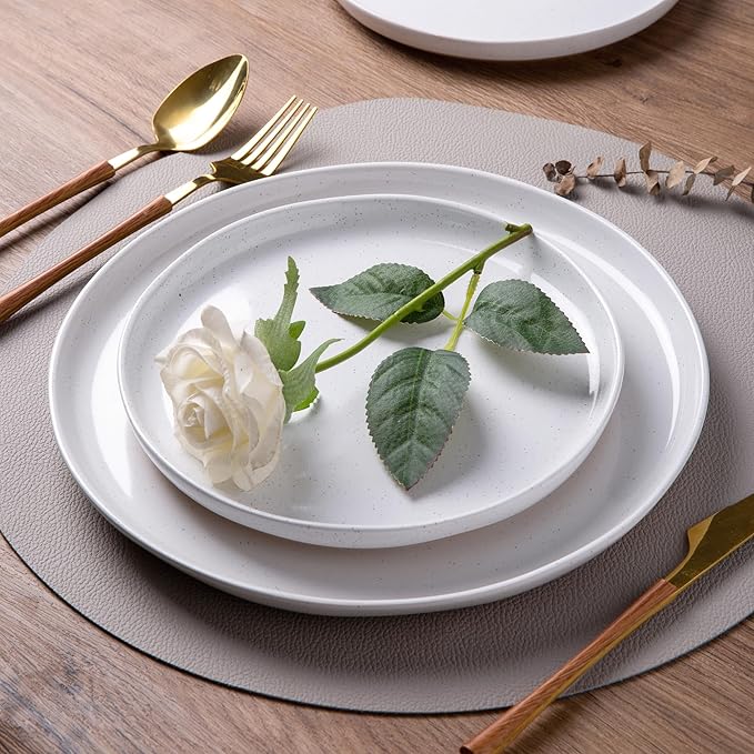 AmorArc Ceramic Dinnerware Sets for 4 18Pieces Handpainted Plates and Bowls Set with Rustic Terracotta Underside Scratch Resistant Stoneware Dishes Set Dishwasher &amp Microwave Safe