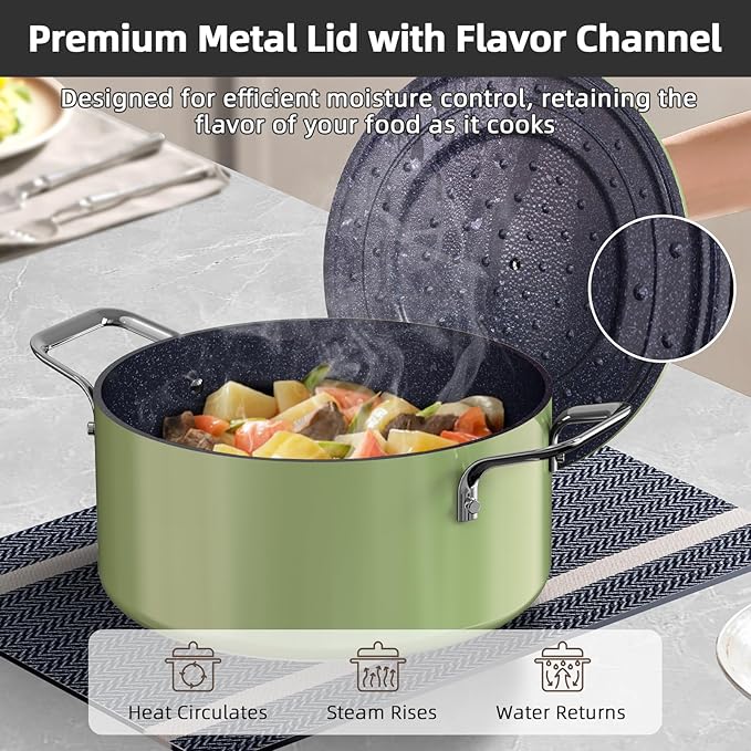 Nuwave Lux 13pc Forged Lightweight Cookware Set PFAS Free Healthy G10 Duralon Ceramic Coating Ultra Non-Stick Stay-Cool Handles Works on All Cooktops &amp Induction Ready