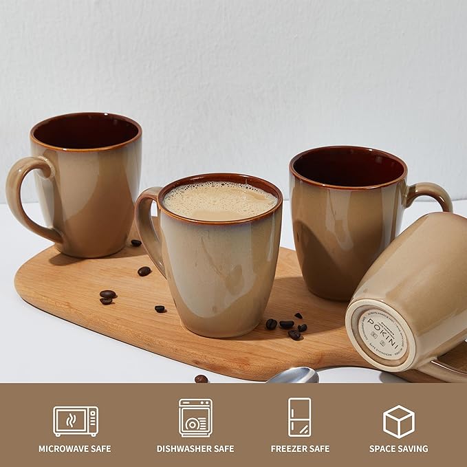 16 Pieces Dinnerware Sets with Mug Set Brown Yellow