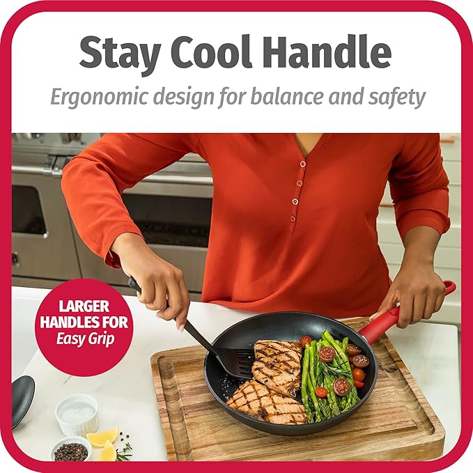 GoodCook ProEase 12-Piece Nonstick Cookware Set Includes 4-Quart Covered Dutch Oven Fry Pans Sauce Pans Utensils Even-Heating Aluminum Tempered Glass Lids Ergonomic Handles