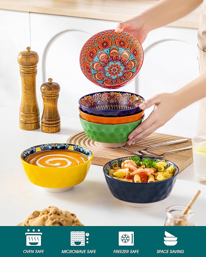 vancasso 24 Pieces Dinnerware Sets Bundles 26oz Cereal Bowls Set of 6
