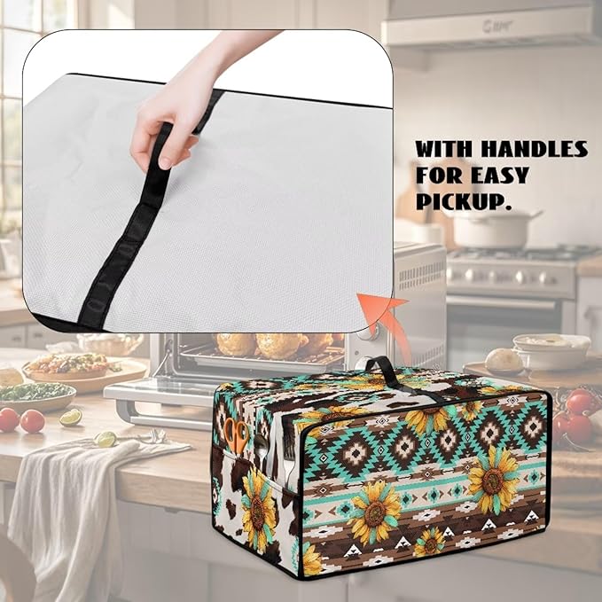 Toaster Oven Cover with Pockets Can Hold Jam Spreader Knife &amp Toast Machine Tongs Dust Fingerprint Protection Covers Keep Your Toaster Oven Pristine Aztec Style Sunflower