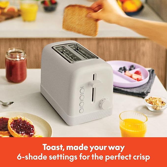 bella 2 Slice Toaster 6 Setting Shade Control w Reheat Cancel Bagel &amp Defrost Buttons Removable Crumb Tray Anti Jam &amp Auto Shutoff Auto Centering Guides &amp Cord Wrap 900 Watt Oatmil