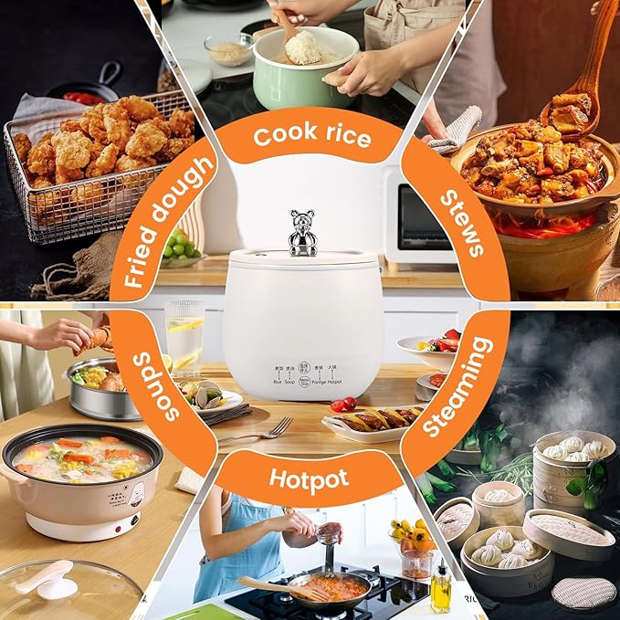 THEGA 1.8L Electric Rice Cooker 18 Minutes Fast Cooking Rice Cooker for 1-6 People with Keep Warm Function Automatic Cooking Non-Stick Inner Pot Measuring Cup for Home Cooking(White)