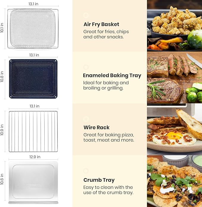 VAL CUCINA Retro Style Infrared Heating Air Fryer Toaster Oven Extra Large Countertop Convection Oven 10-in-1 Combo 6-Slice Toast Enamel Baking Pan Easy Clean with Recipe Book Almond Yellow Color