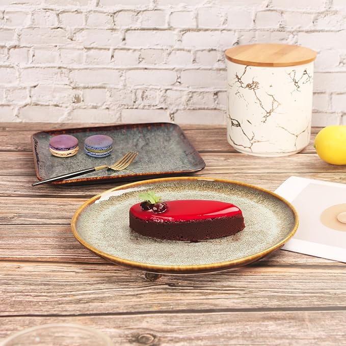Ceramic Dinner Plates Dish SetSet of 4for Lunch snacks -Microwave Oven &amp Dishwasher SafeScratch ResistantDinnerware Kitchen Porcelain Serving Dishes 10 Inch Round