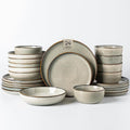 GBHOME 24 Pieces Double Bowls Ceramic Dinnerware Sets for 6 Stoneware Plates and Bowls Set with Reactive Glaze Scratch Resistant Stoneware Dishes Set Dishwasher &amp Microwave Safe